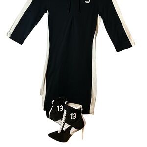 BRAND NEW!!! Puma Black Dress with Hooded Neck and Matching PUMA STILETTO BOOTS.